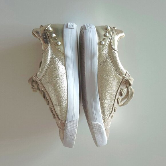 EUC G by Guess gold metallic finish embellished lace up sneakers, US 6 - Picture 7 of 11